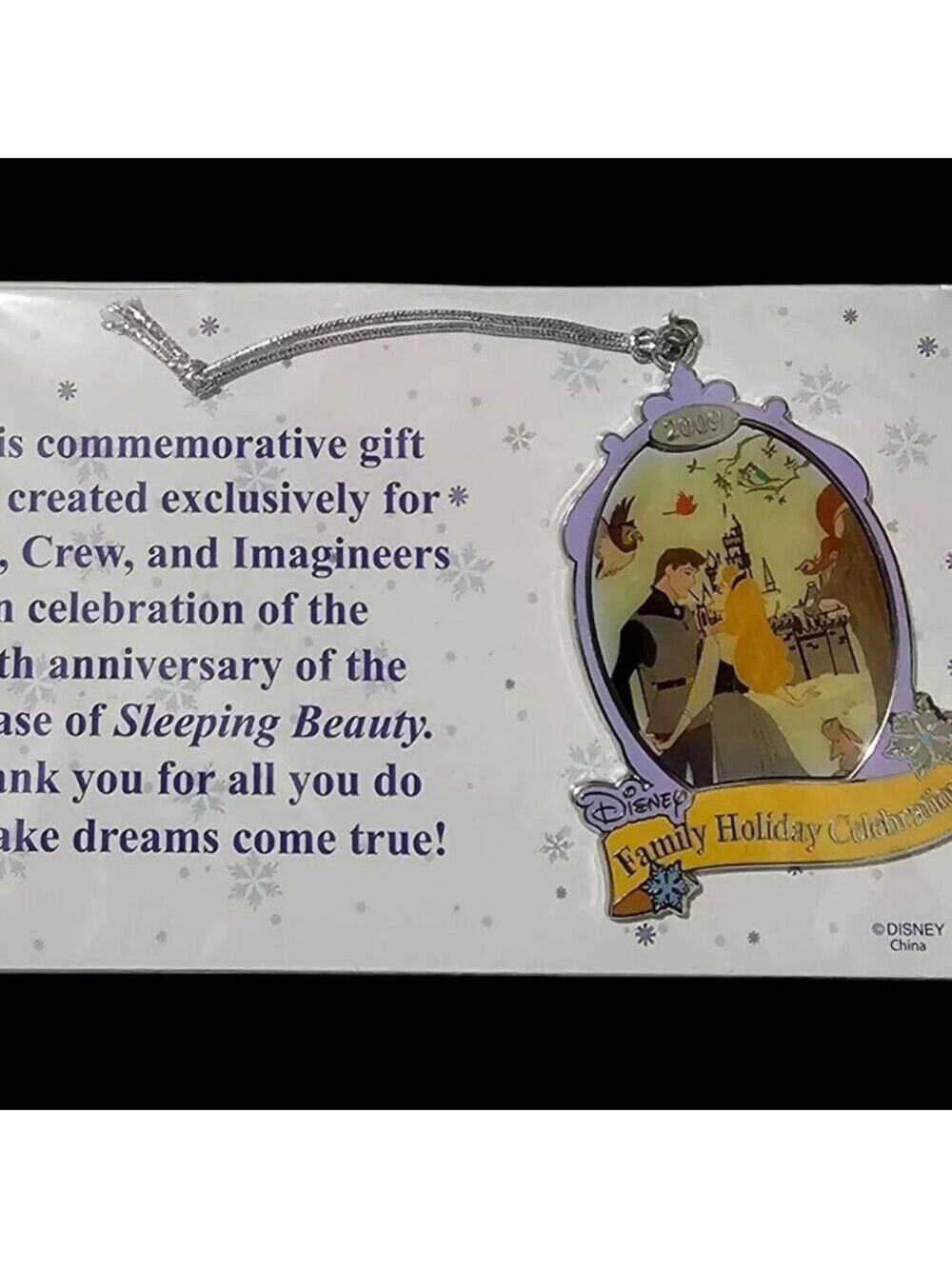 Disney Cast Member Sleeping Beauty 2009 Ornament Family Holiday Celebration 50th